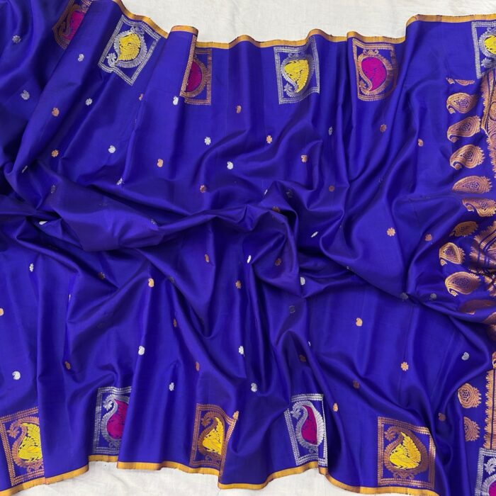 Blue  meena work gadwal saree - view 3