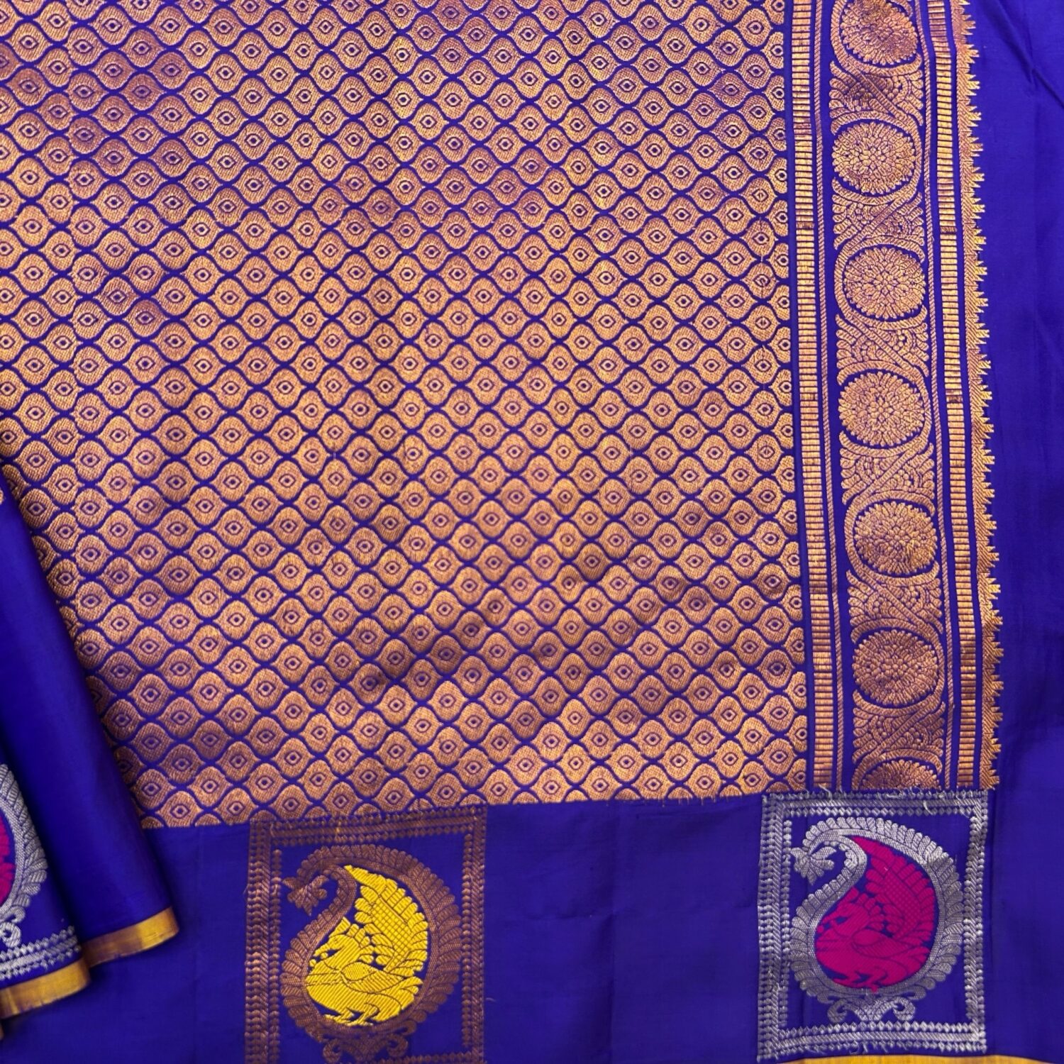 Blue  meena work gadwal saree