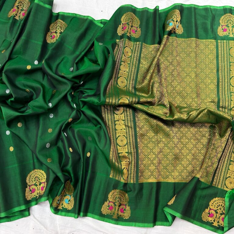 Bottle green meena work - view 2