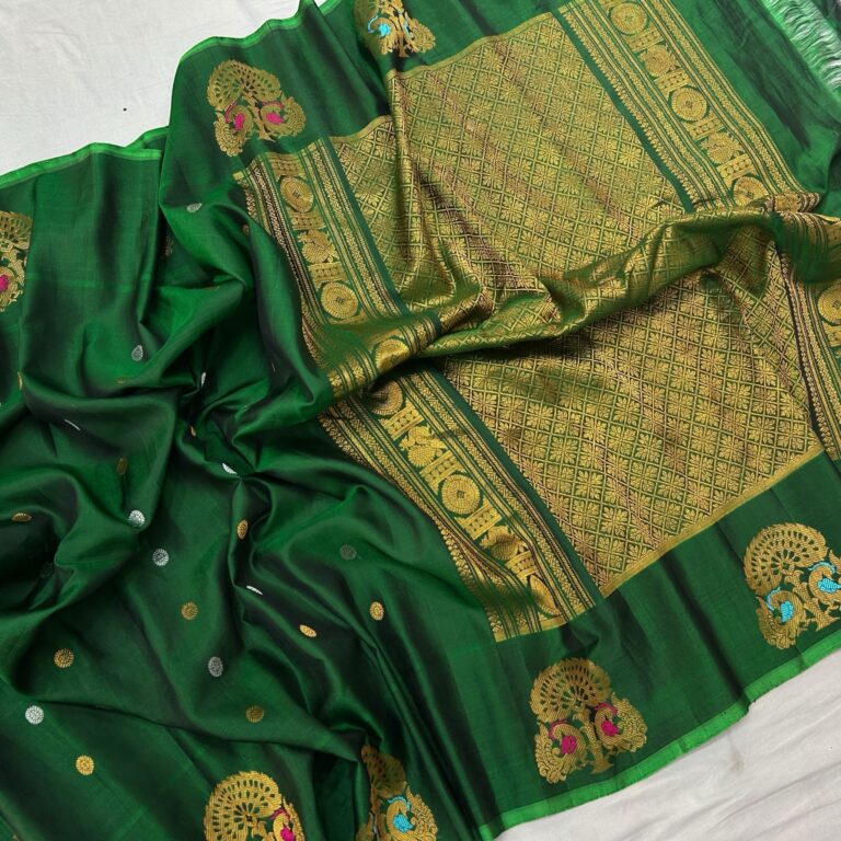 Bottle green meena work - view 3