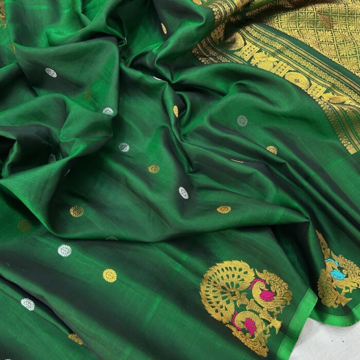Bottle green meena work - view 4