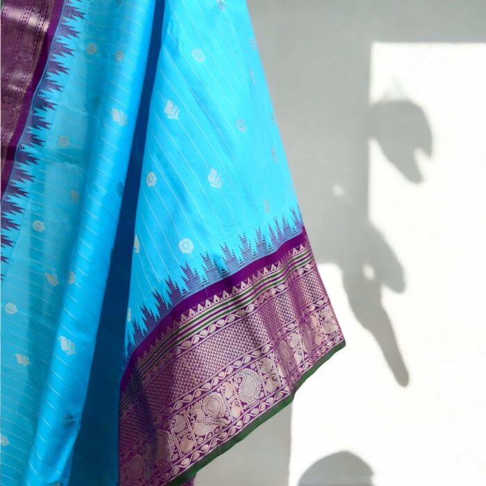 Silver sky blue pure gadwal - view 2