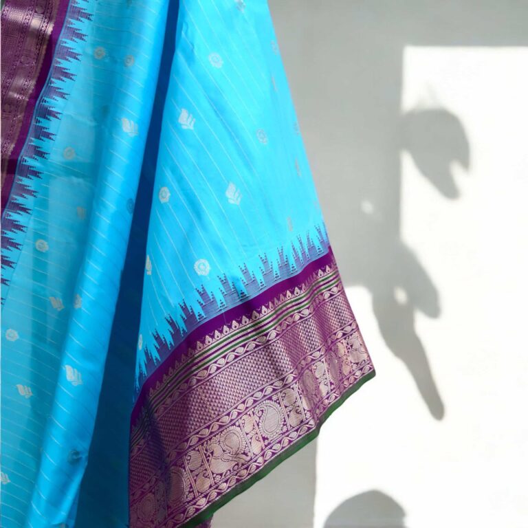 Silver sky blue pure gadwal - view 2