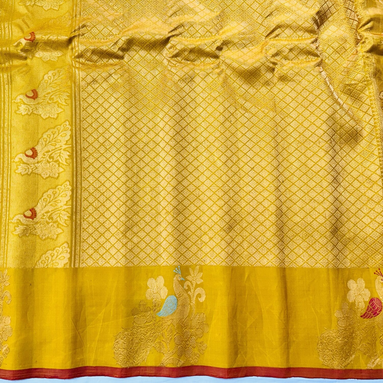 Yellow meena gadwal saree