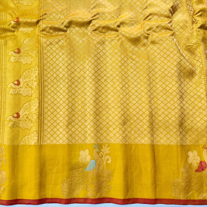 Yellow meena gadwal saree - view 3