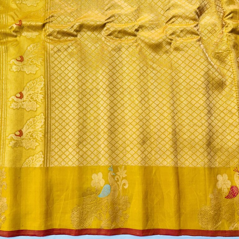 Yellow meena gadwal saree - view 3