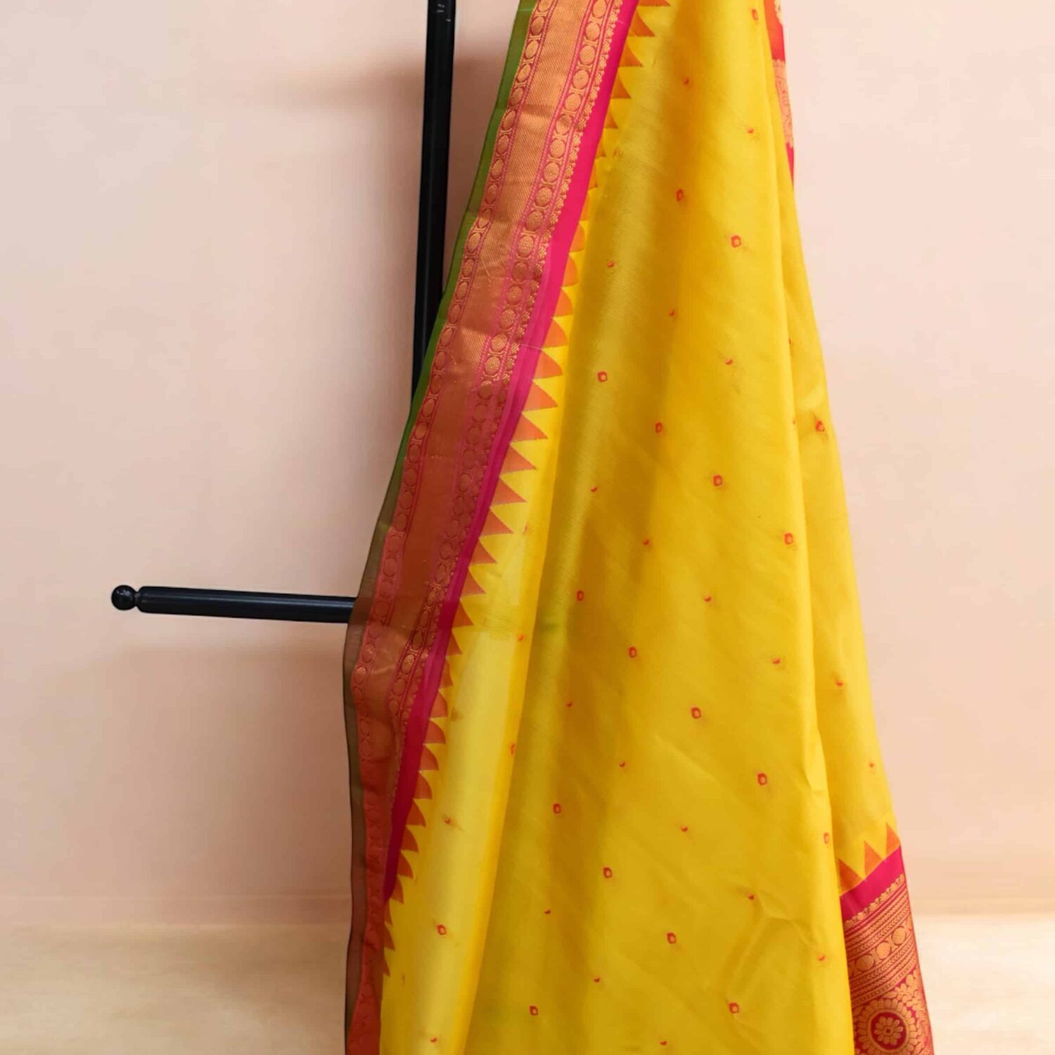 Yellow tissue gadwal pure silk