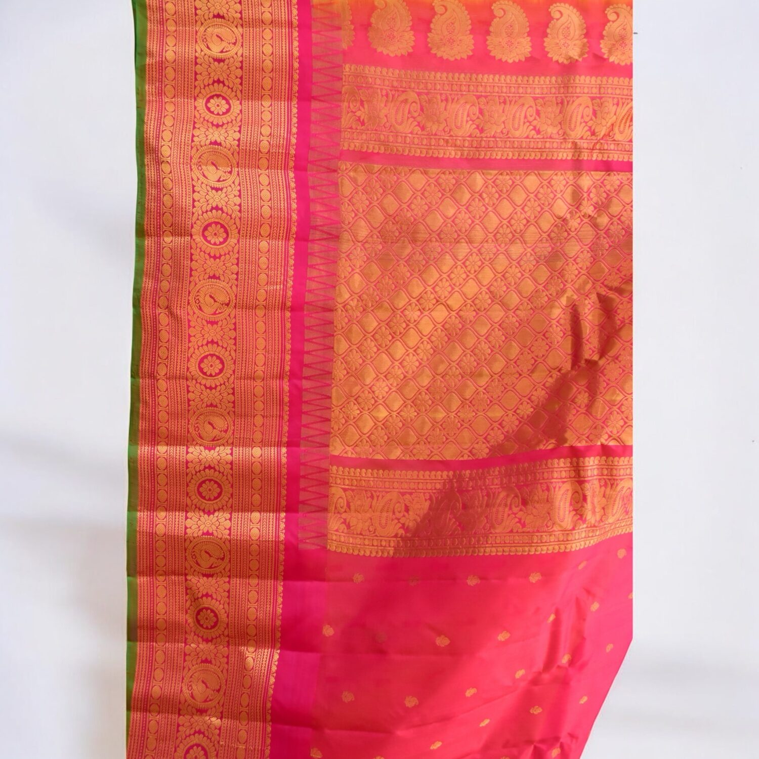 Yellow tissue gadwal pure silk
