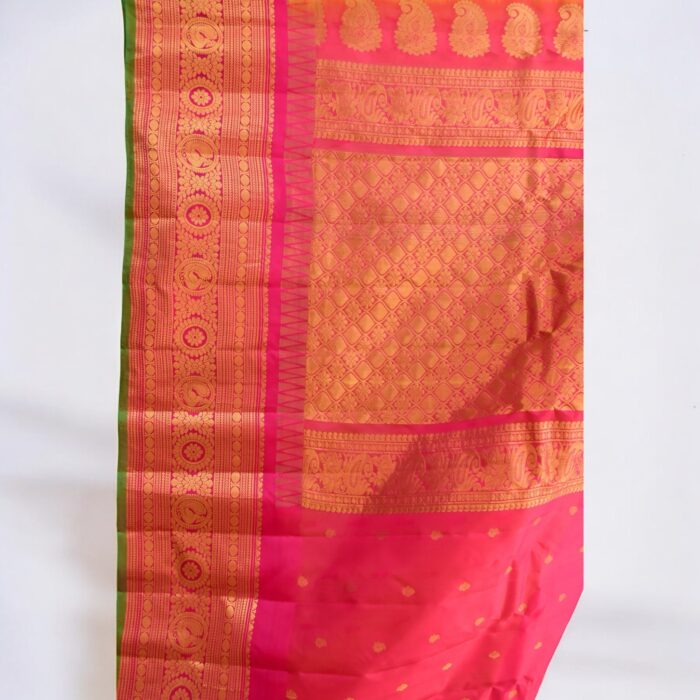Yellow tissue gadwal pure silk - view 4