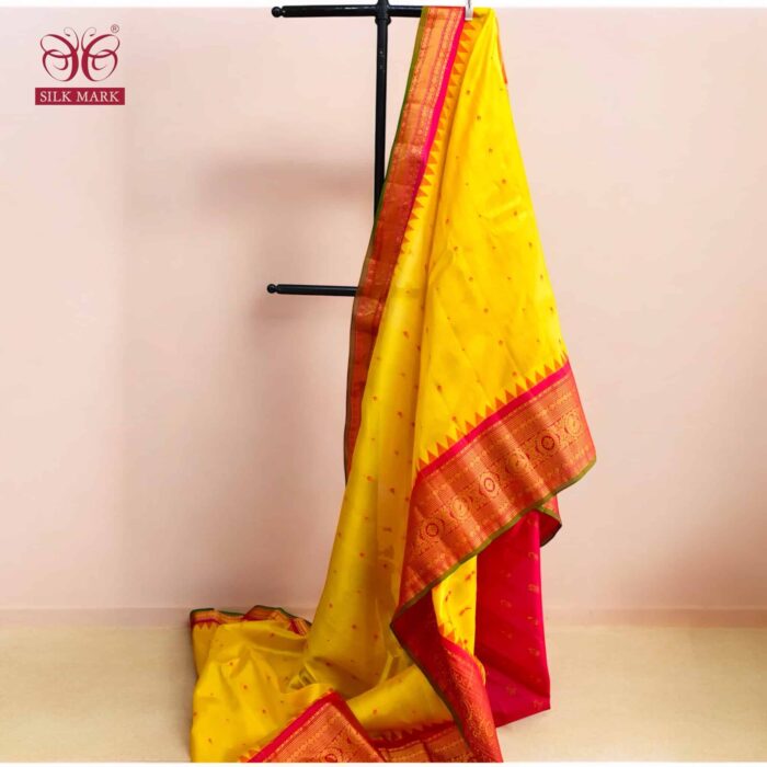 Yellow tissue gadwal pure silk