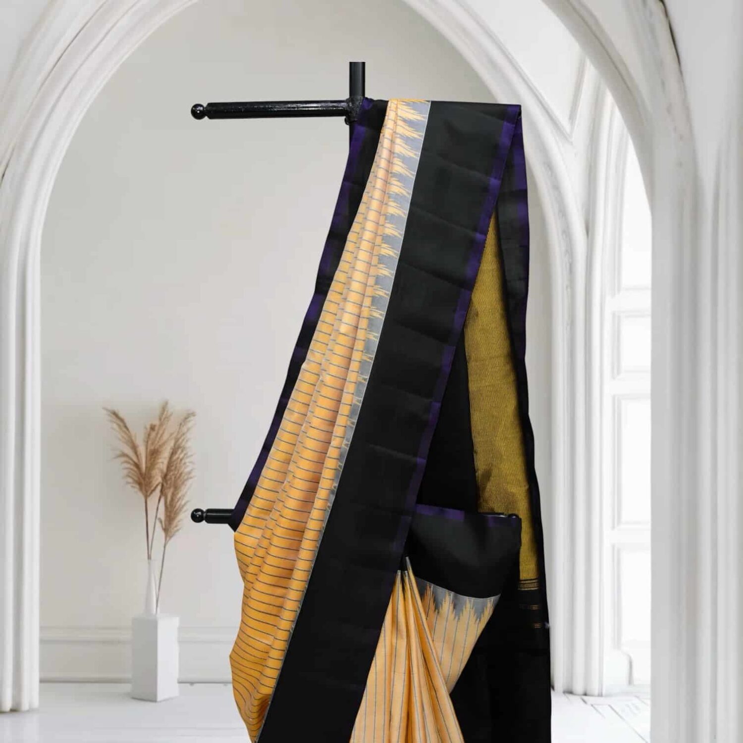 Dual Shade Yellow Gadwal pure silk Saree