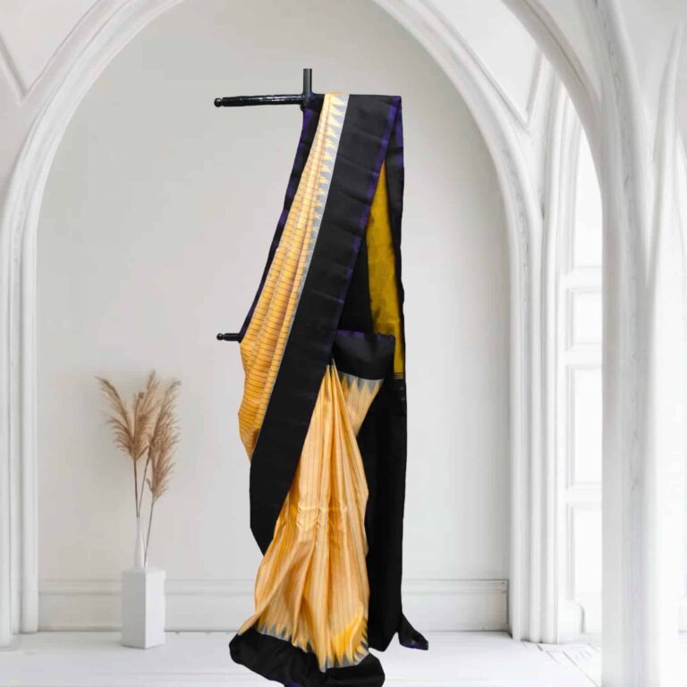 Dual Shade Yellow Gadwal pure silk Saree