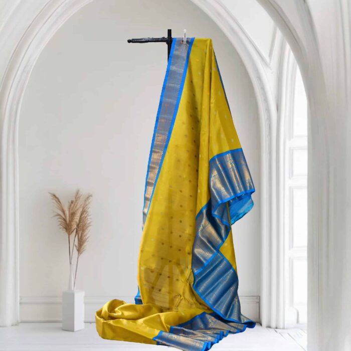 Mehndi Gold Kuttu Kanchi Gadwal Saree