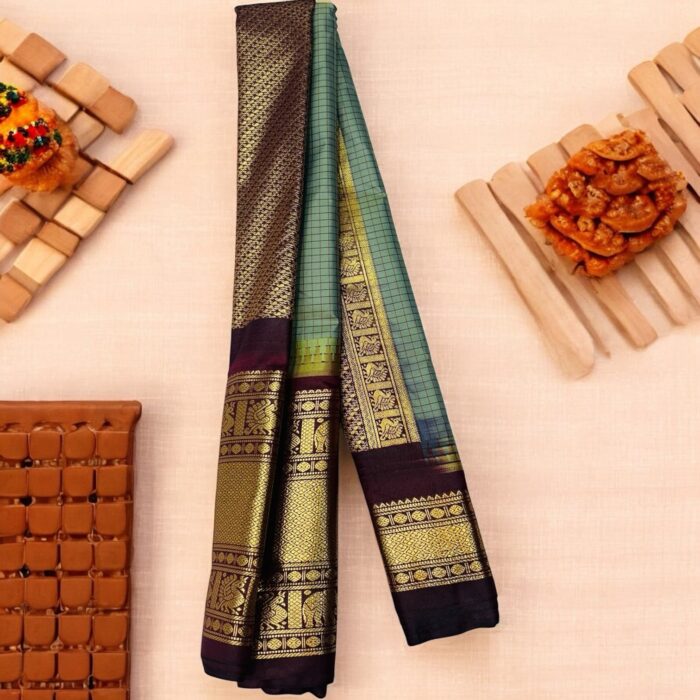 Mixed Color Semi Gadwal Saree