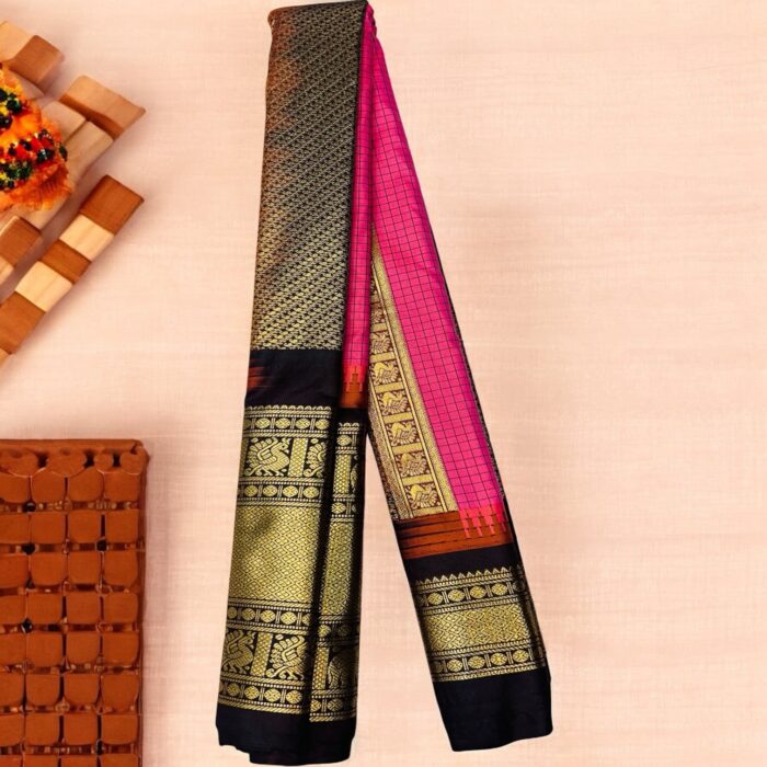 Pink Semi Gadwal Saree