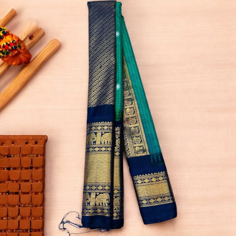 Tea Blue Semi Gadwal Saree
