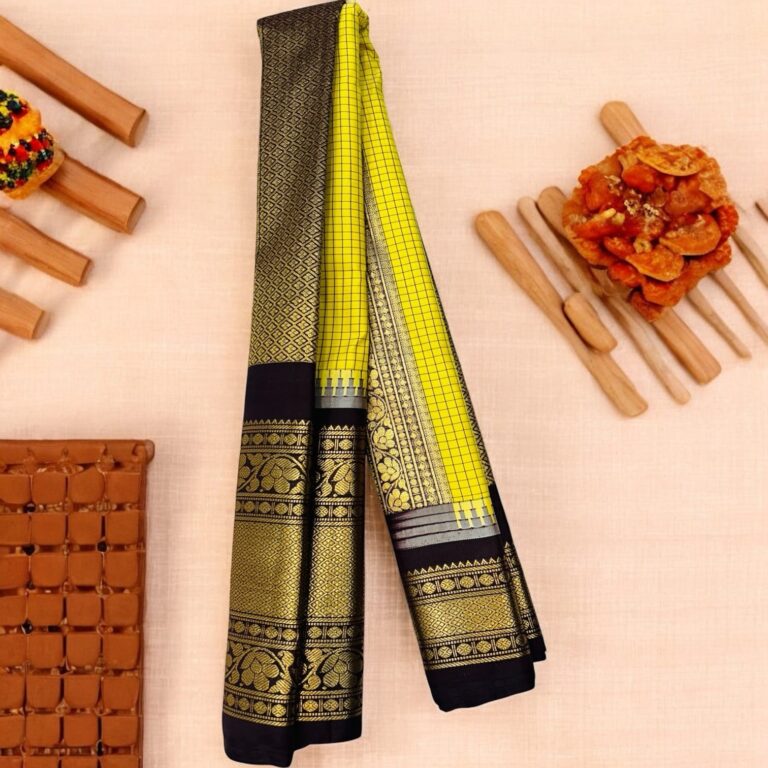 Yellow Semi Gadwal Saree