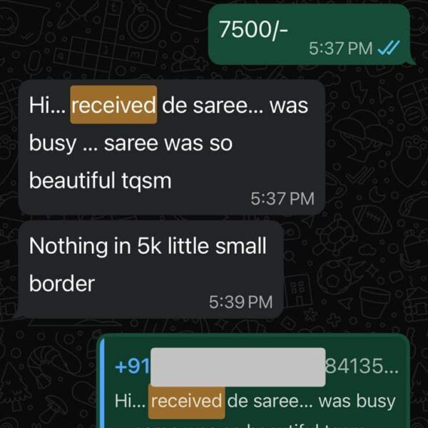 Customer review of Gadwal saree from Srilatha Gadwal Saree House