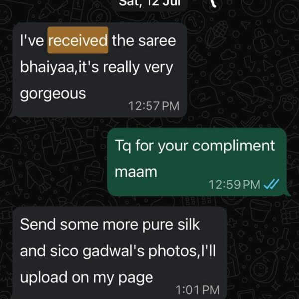 Customer review of Gadwal saree from Srilatha Gadwal Saree House