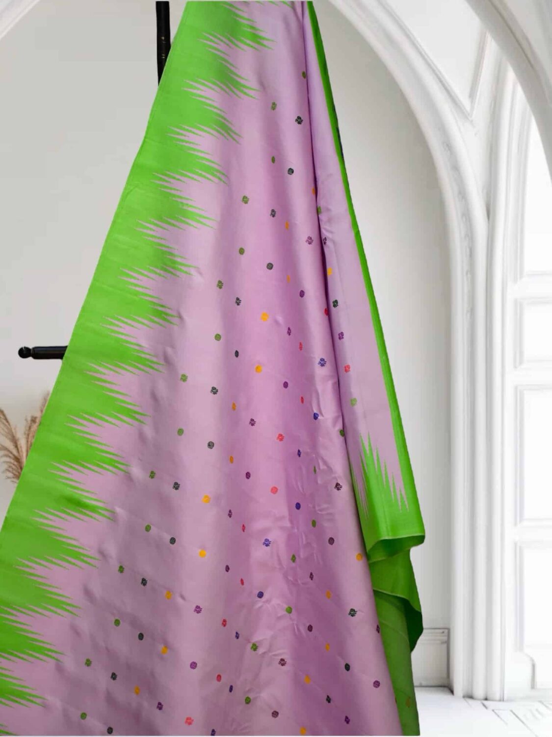 Baby Pink Gadwal Saree temple work