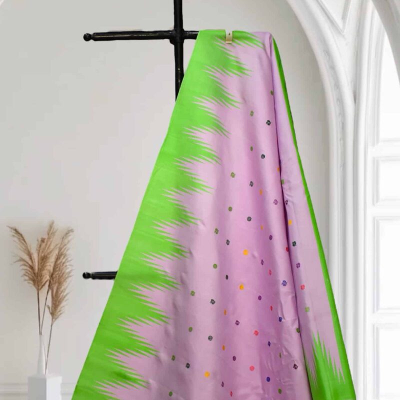 Baby Pink Gadwal Saree temple work - view 3