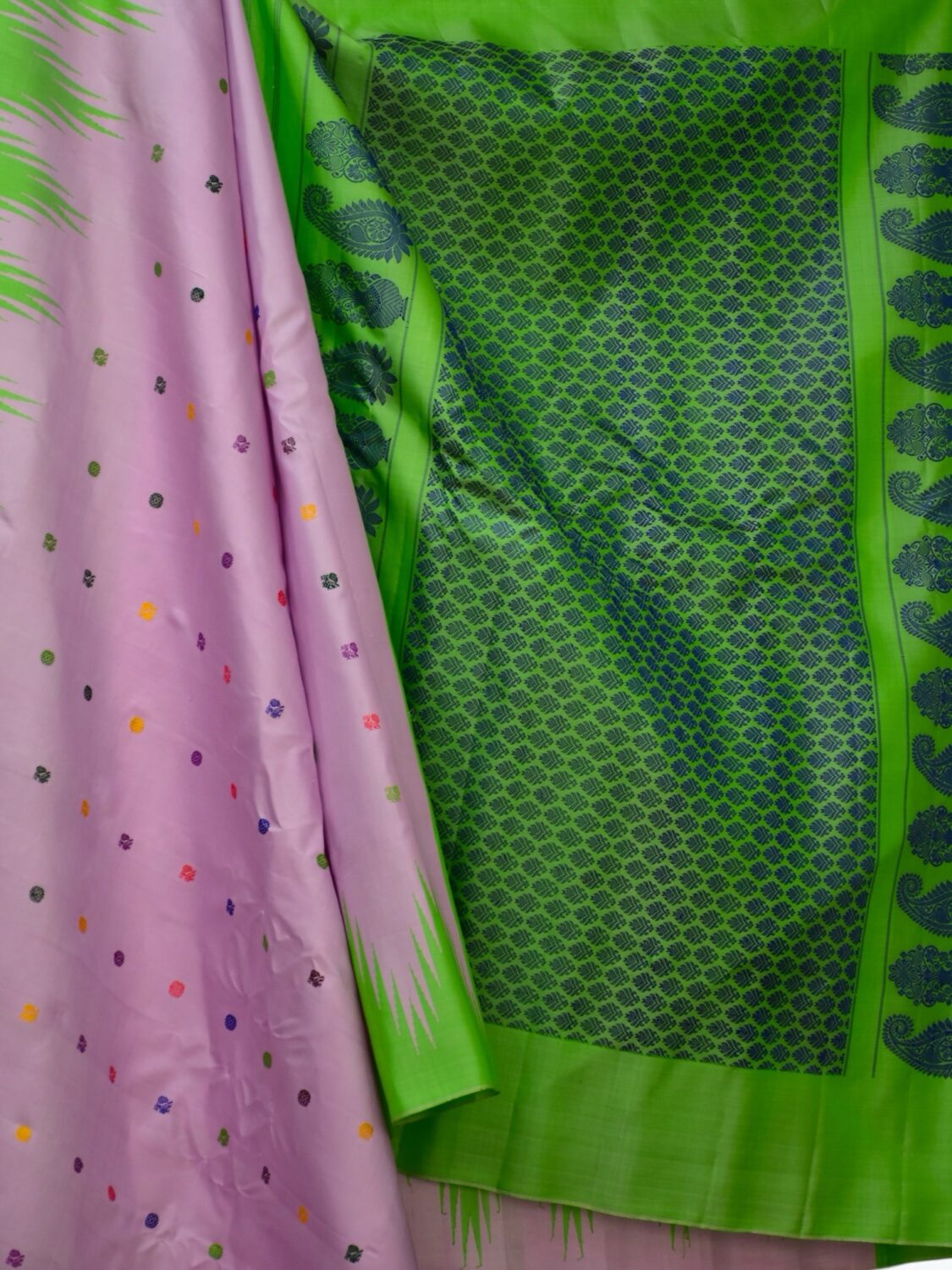 Baby Pink Gadwal Saree temple work