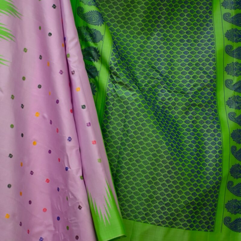Baby Pink Gadwal Saree temple work - view 5