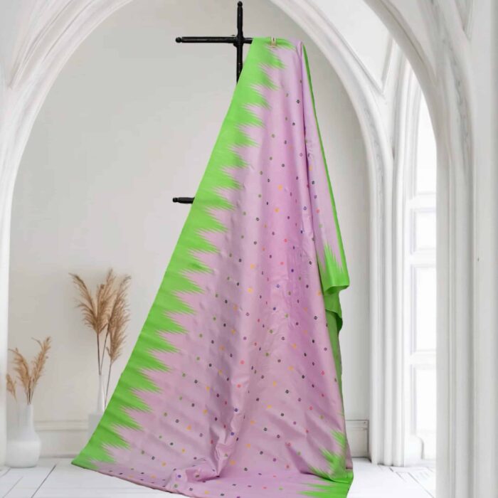 Baby Pink Gadwal Saree temple work