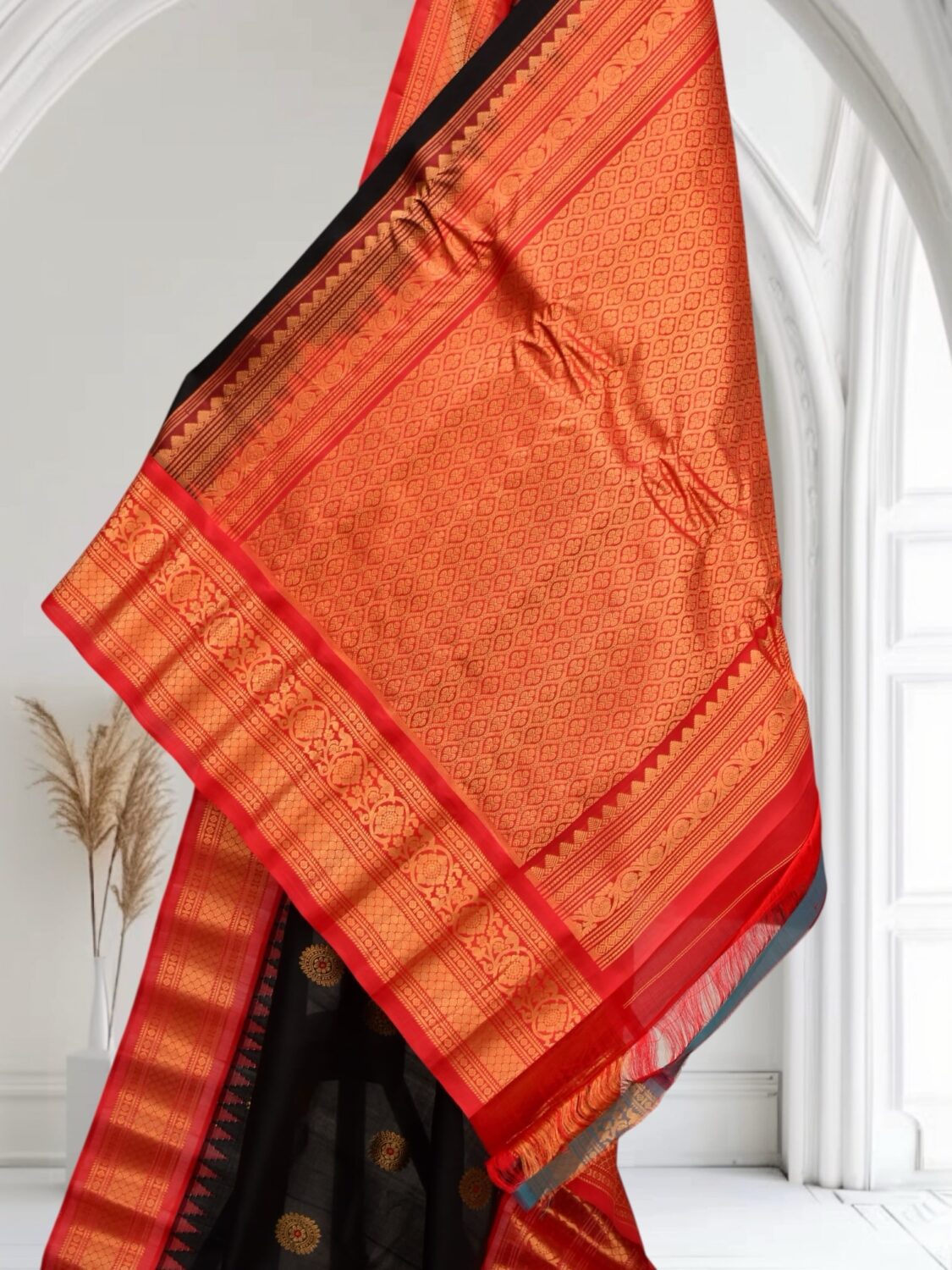 Black Handloom Pure Silk Saree