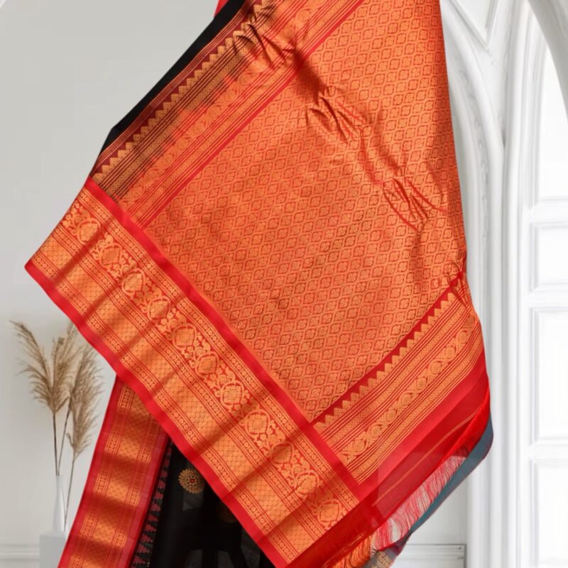 Black Handloom Pure Silk Saree - view 2