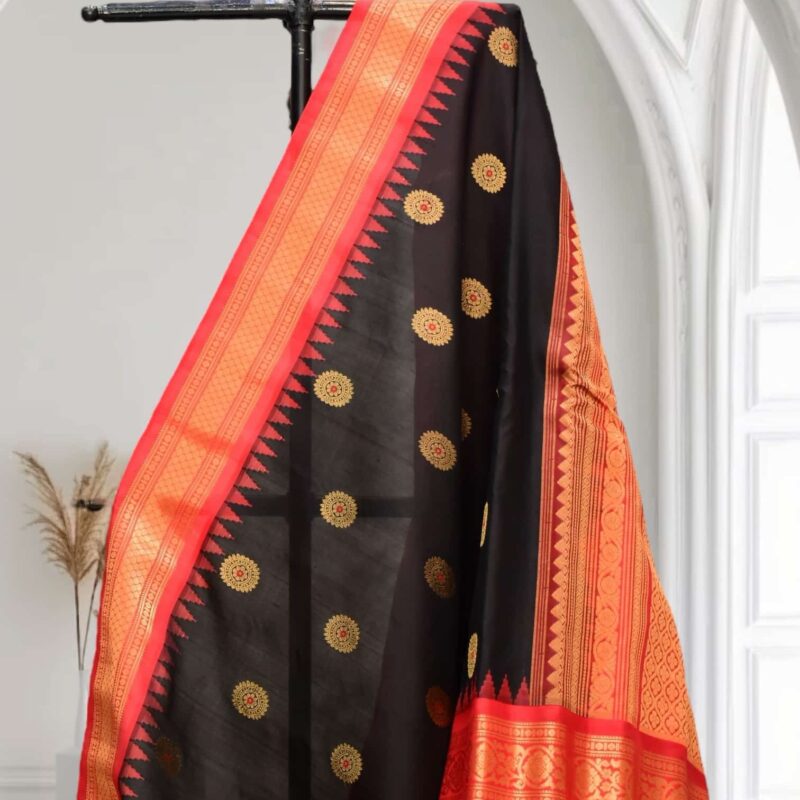 Black Handloom Pure Silk Saree