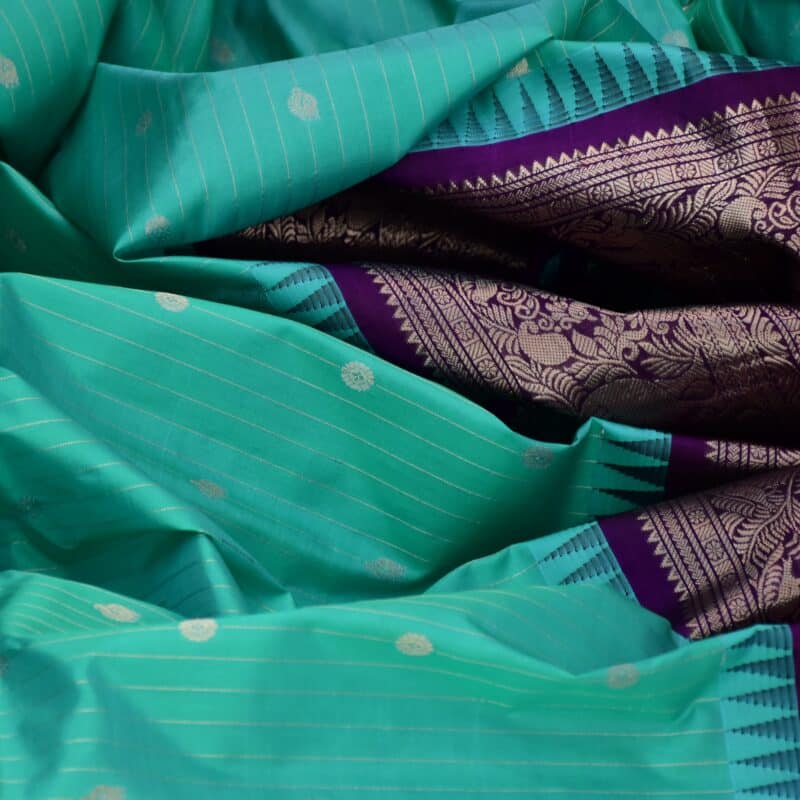 Rama Green Pure Silk Saree - view 3