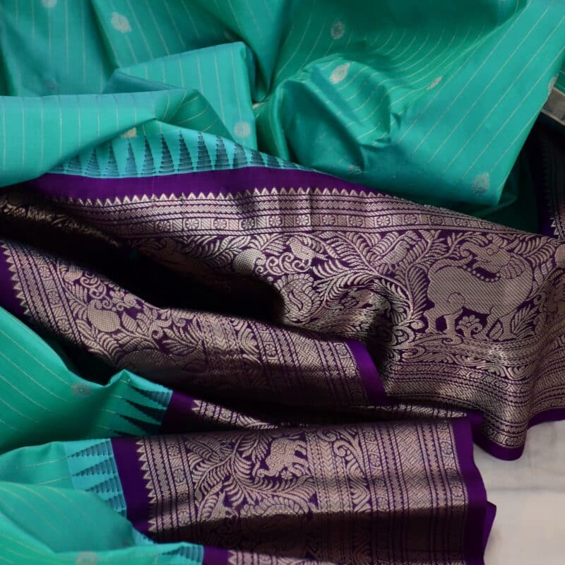 Rama Green Pure Silk Saree - view 4