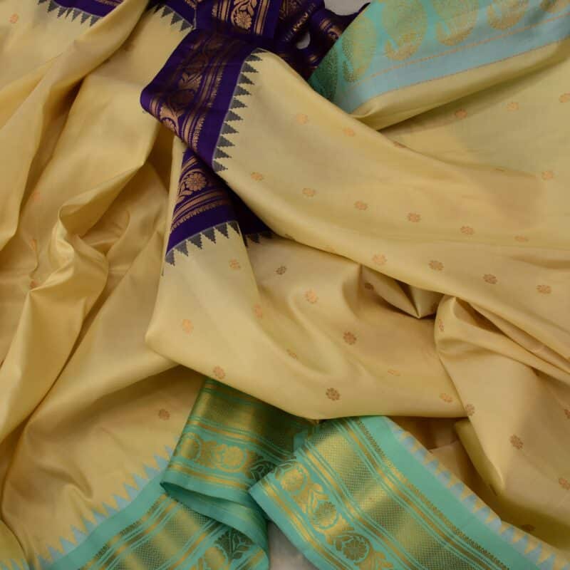 Rama Green and Blue Ganga Jamuna Gadwal Saree - view 3