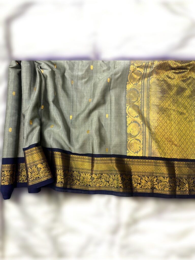 Grey Sico Gadwal Saree - view 2