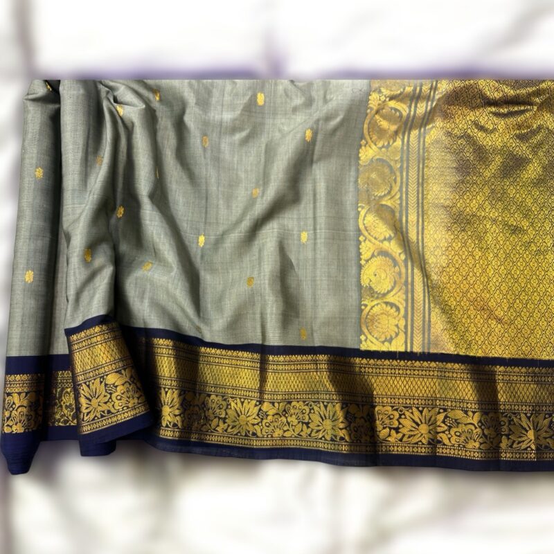Grey Sico Gadwal Saree - view 2