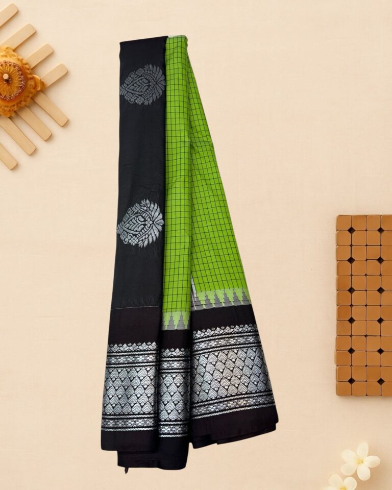Leaf Green Semi Gadwal Saree