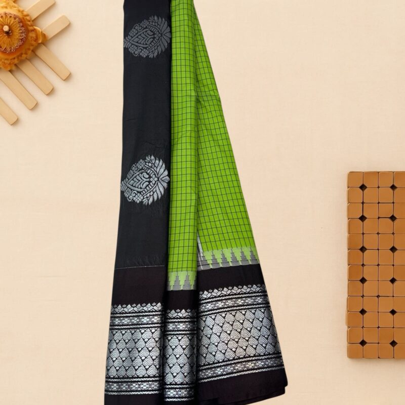 Leaf Green Semi Gadwal Saree