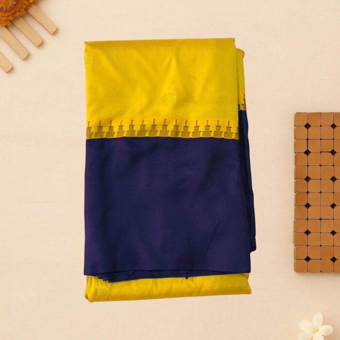 Mustard plain border Semi Gadwal Saree