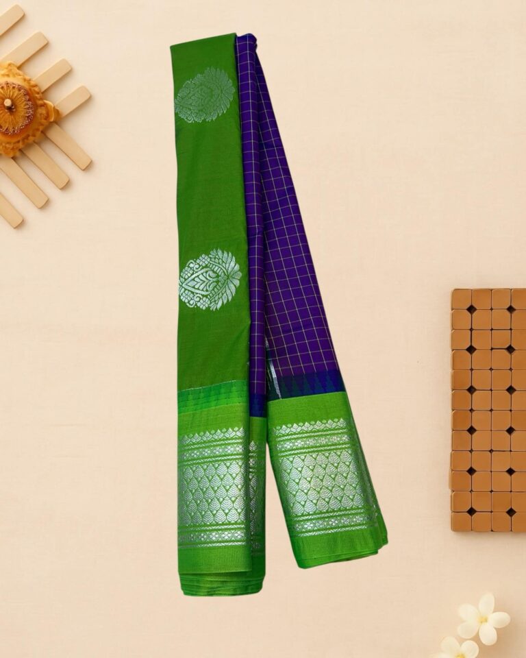 Parrot Green Semi Gadwal Saree