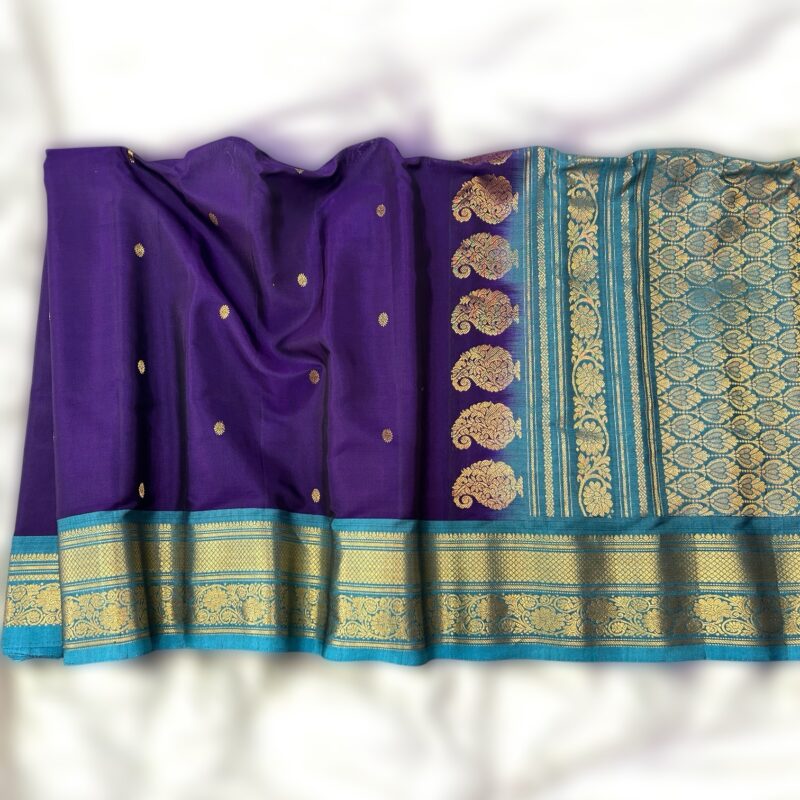 Purple Sico Gadwal Saree - view 2