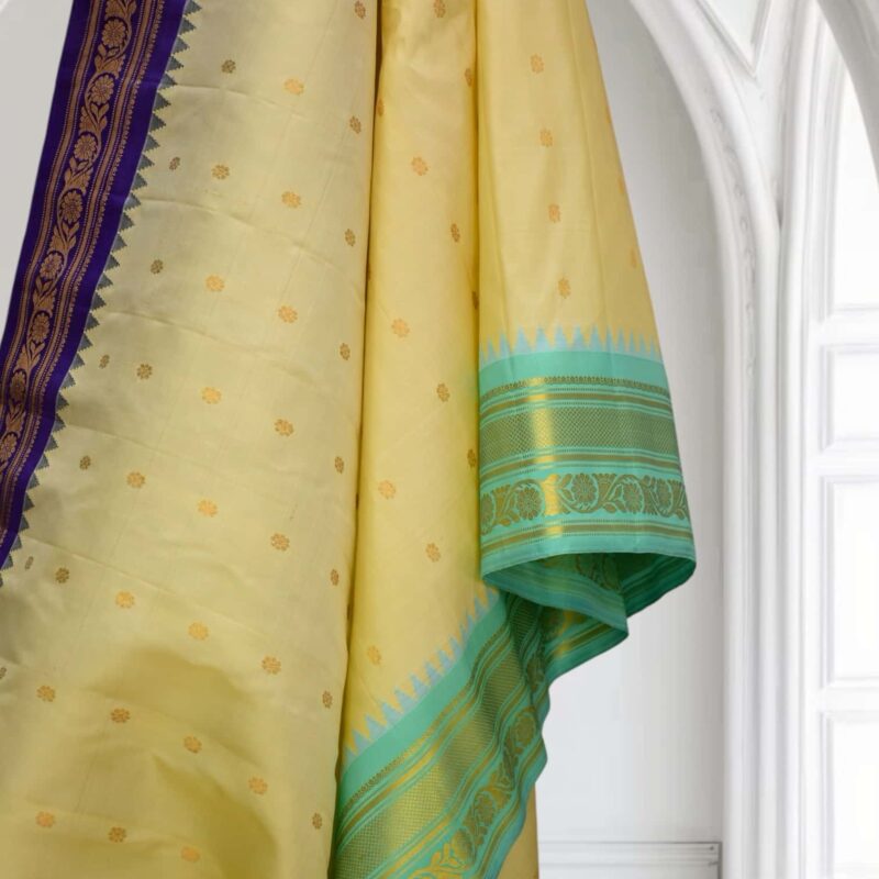 Rama Green and Blue Ganga Jamuna Gadwal Saree - view 5