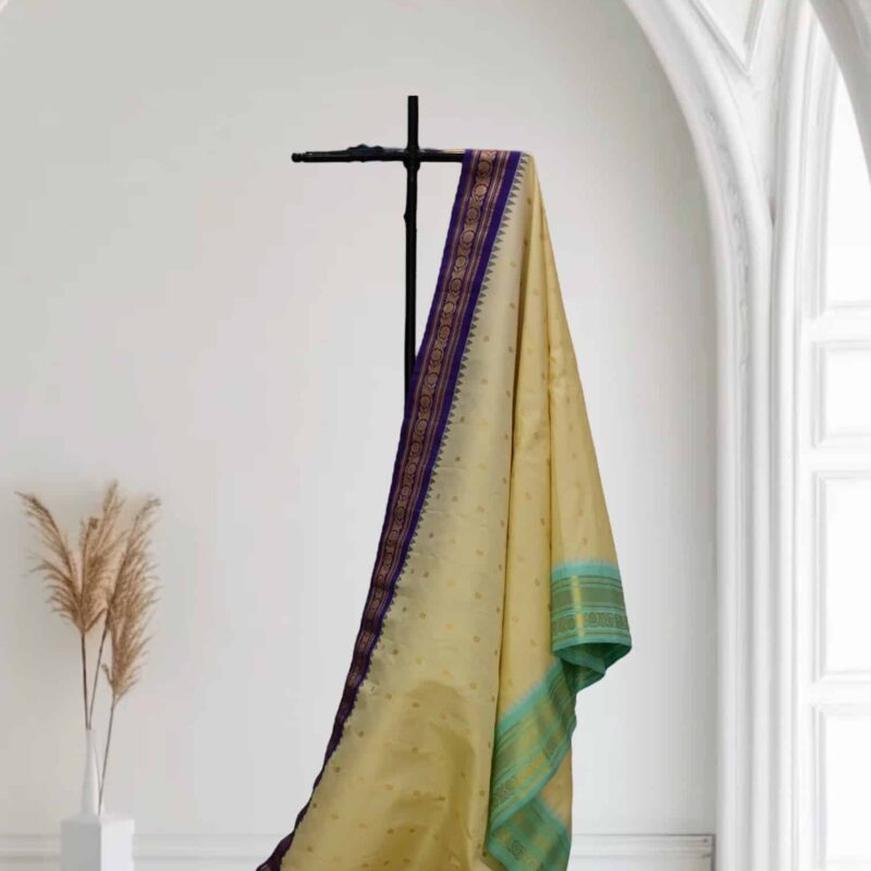 Rama Green and Blue Ganga Jamuna Gadwal Saree - view 6