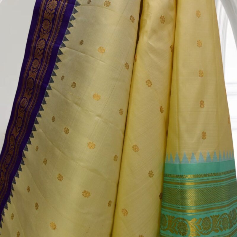 Rama Green and Blue Ganga Jamuna Gadwal Saree - view 8
