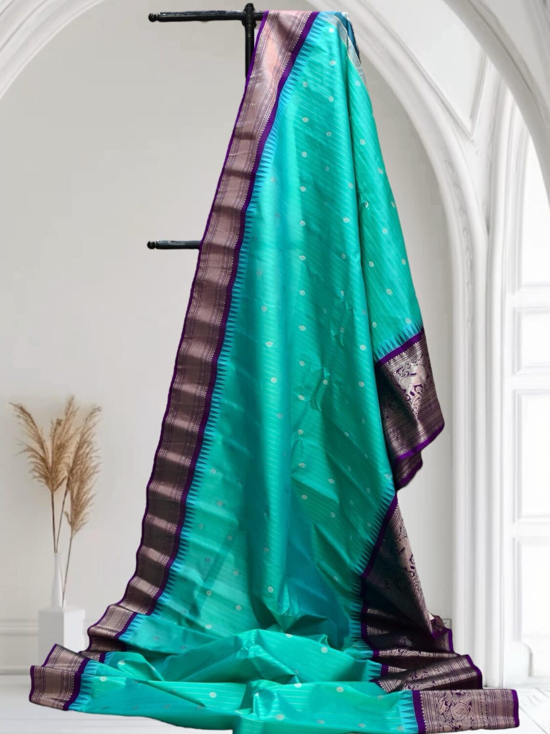 Rama Green Pure Silk Saree