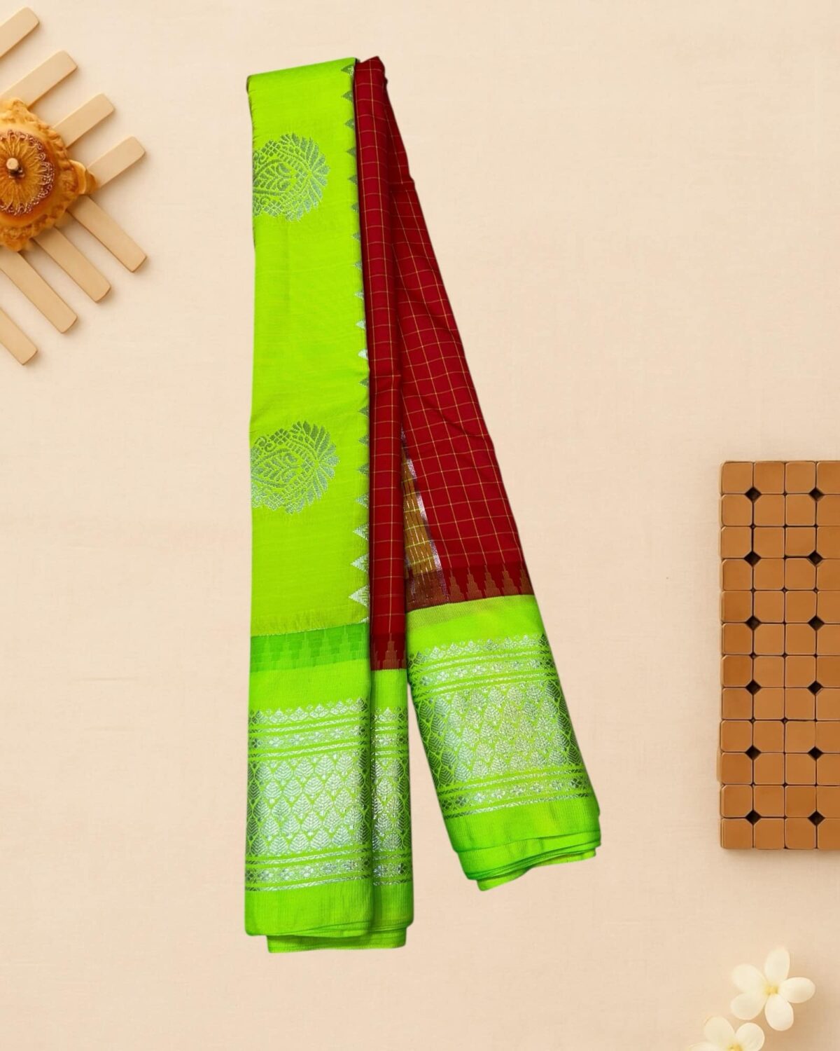 Red Semi Gadwal Saree