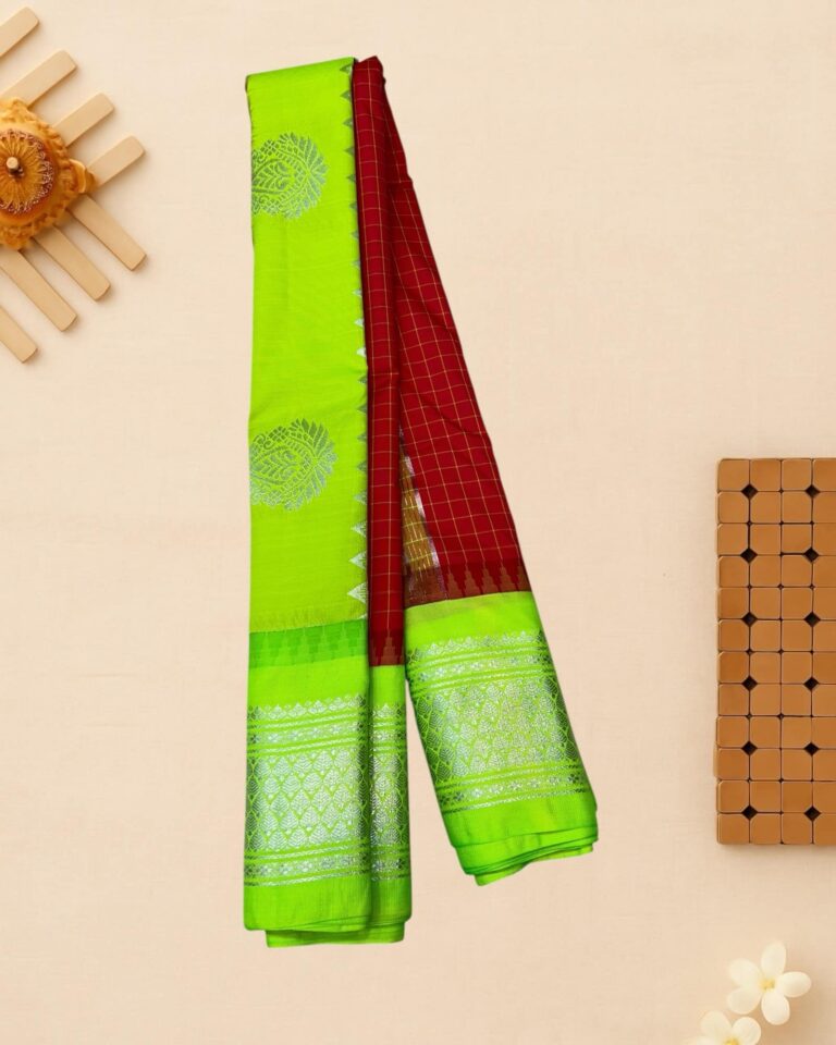 Red Semi Gadwal Saree