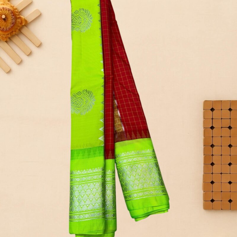 Red Semi Gadwal Saree
