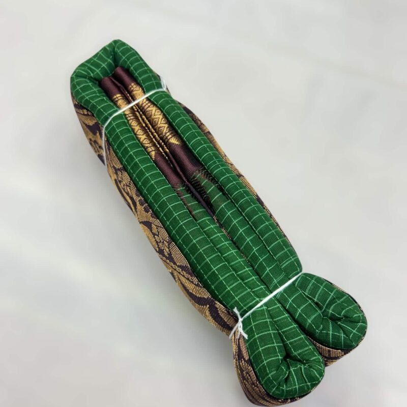 Bottle Green Pure Cotton Gadwal Saree