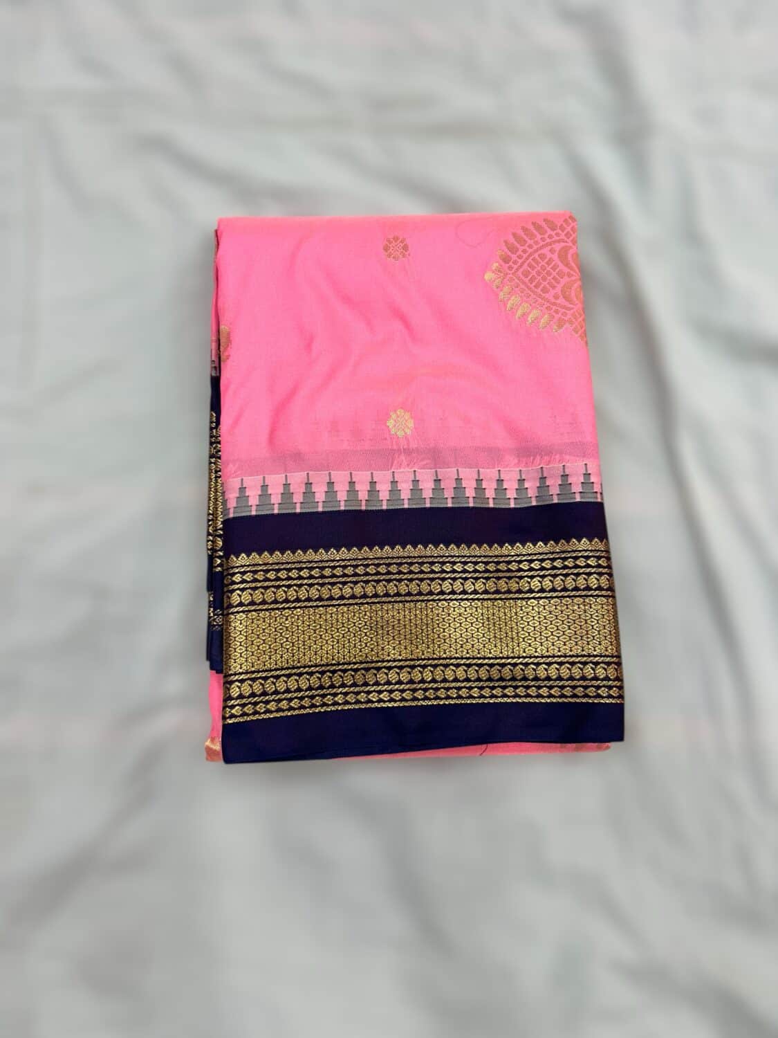 Baby Pink Semi Gadwal Saree